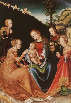 Lucas Il Vecchio Cranach : The Mystic Marriage of St Catherine